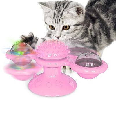 Cat Rotating Windmill Multi-Function Toys Itch Scratching Device Teeth Shining Toy